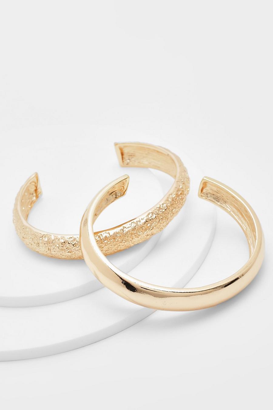 Lot de 2 bracelets texturés, Gold metallic
