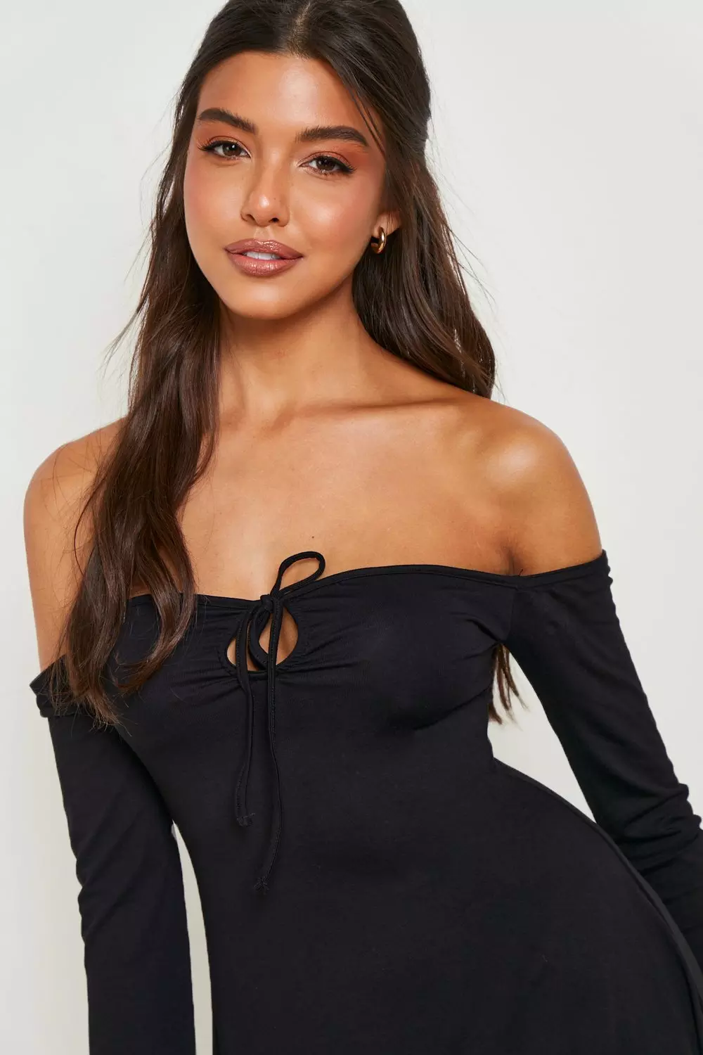 Bardot tie cheap front dress