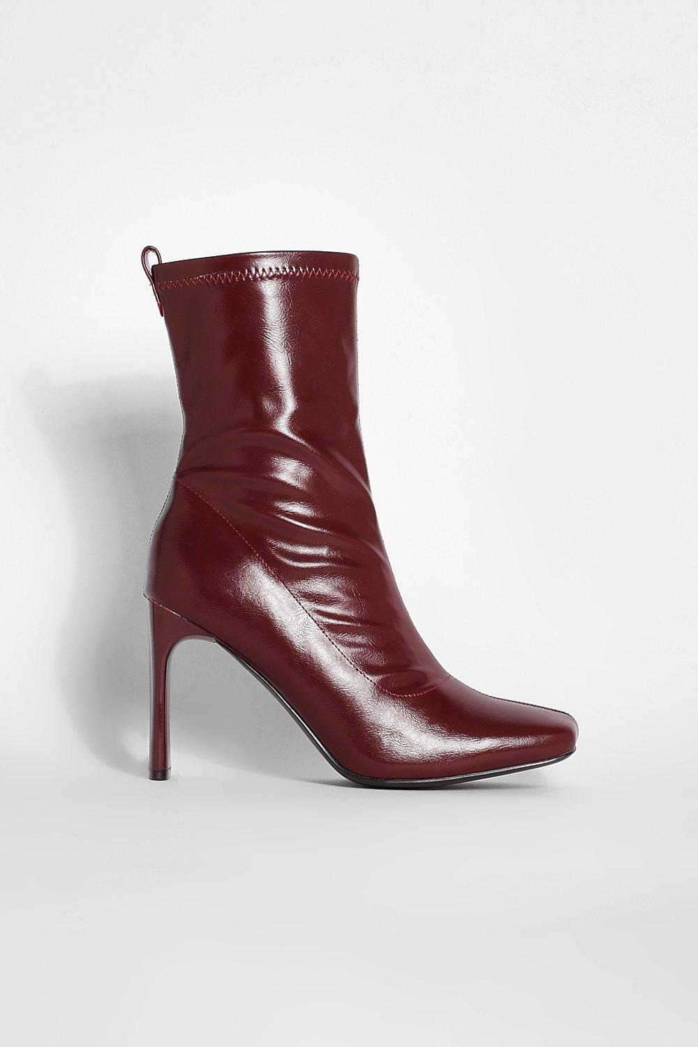 Red leather best sale sock boots