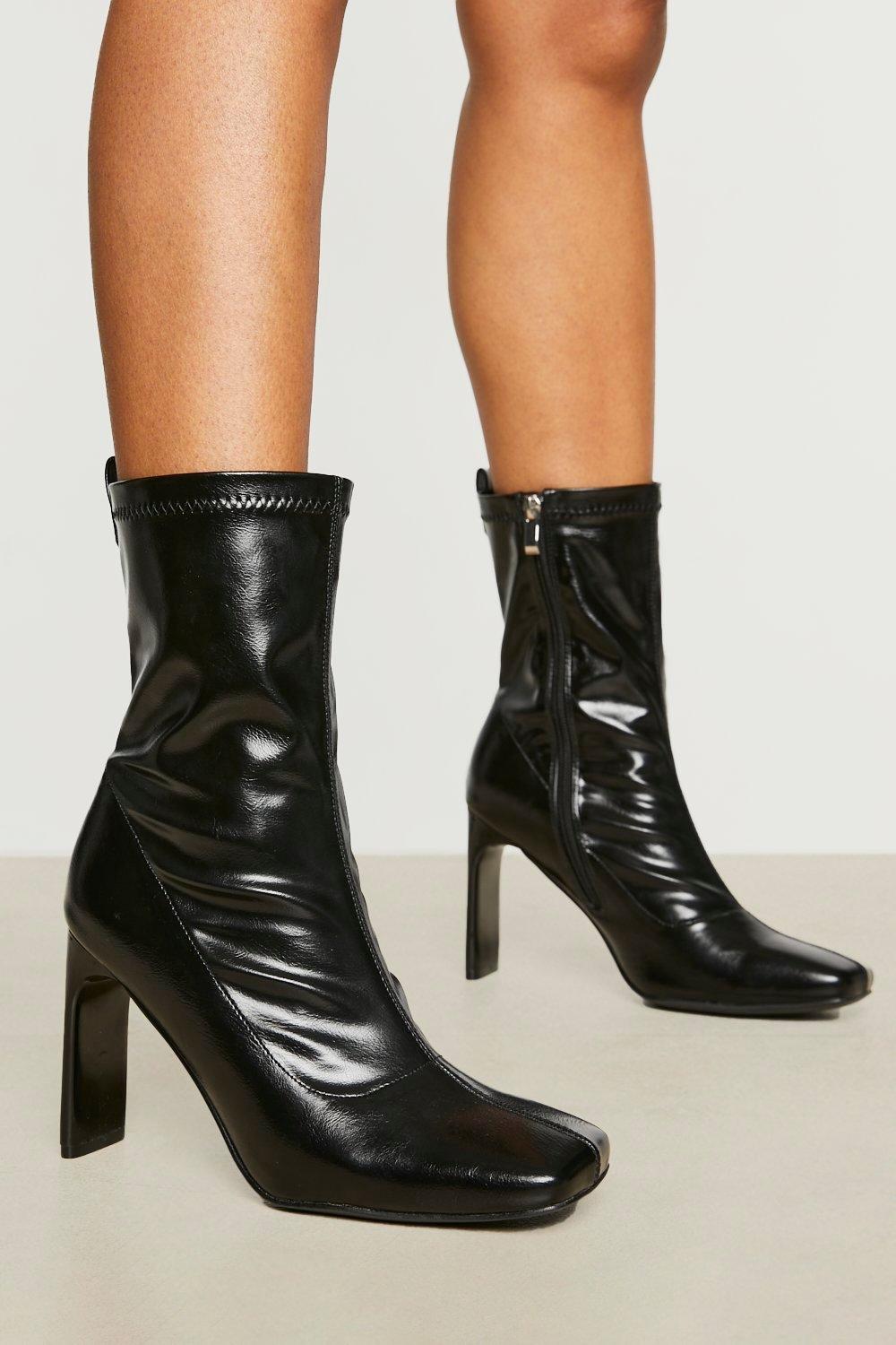 black flat sock boots