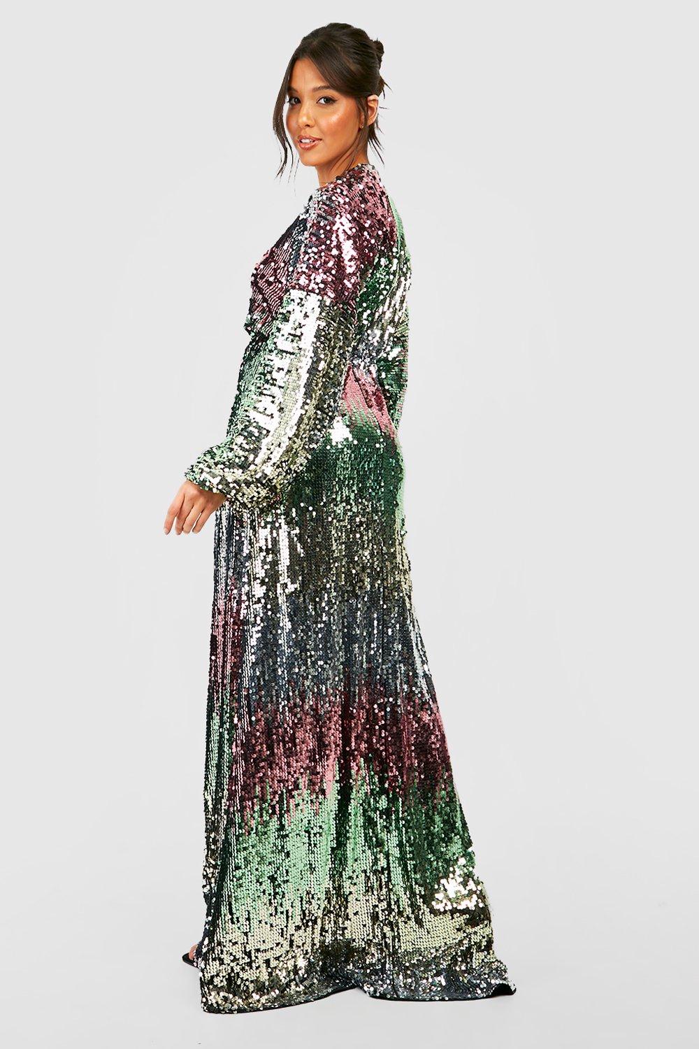 boohoo Ombre Long Sleeve Maxi Dress - Multi - Size 8