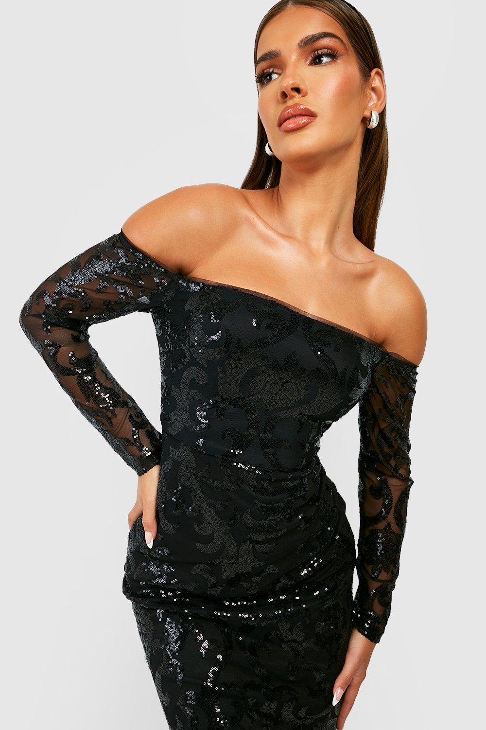 Boohoo black 2024 sequin dress