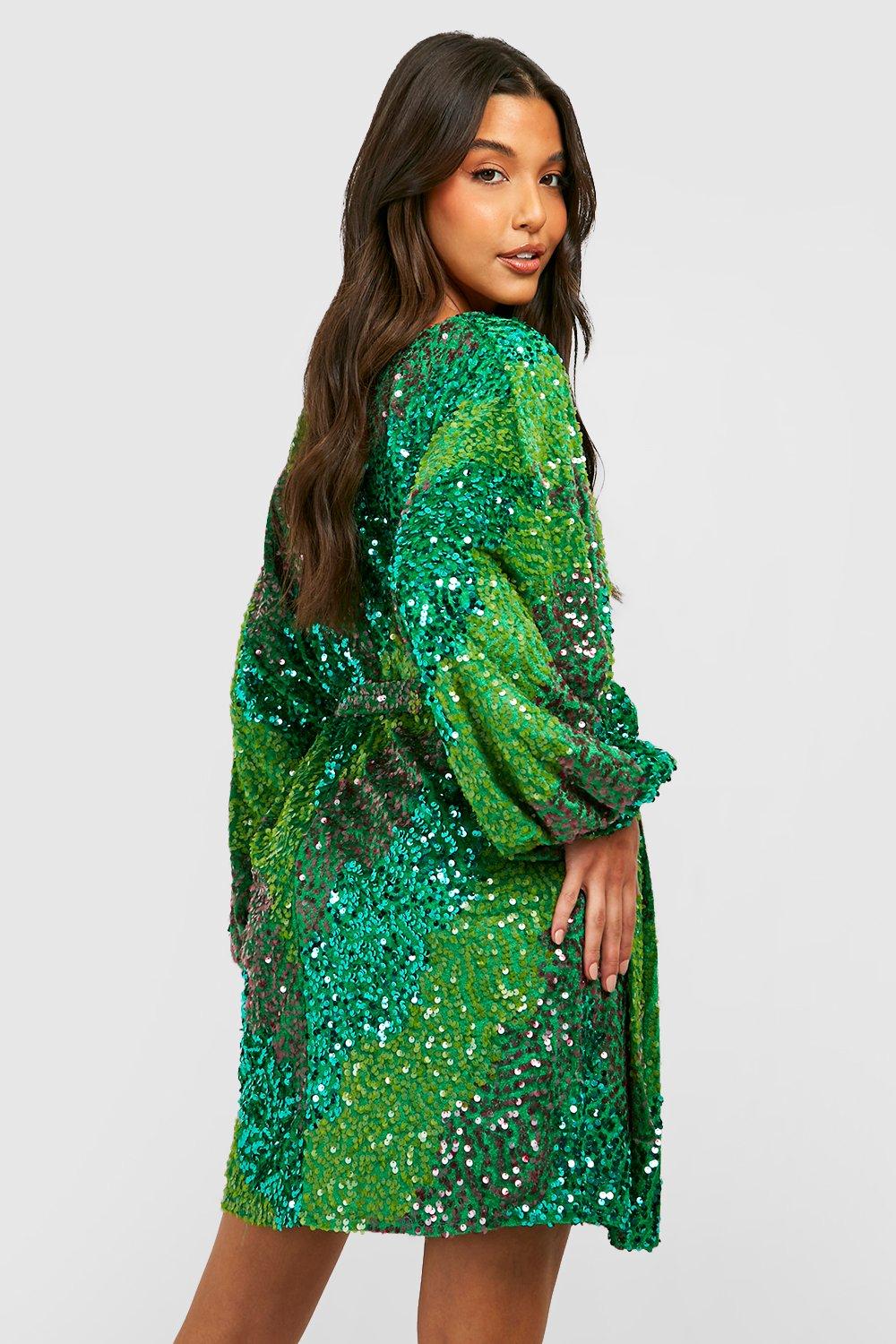 Green sequin shop dress uk