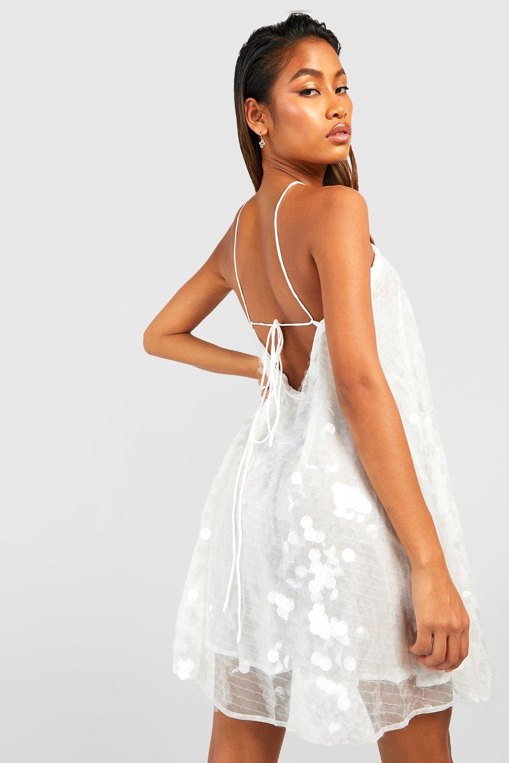 White sequin sales swing dress