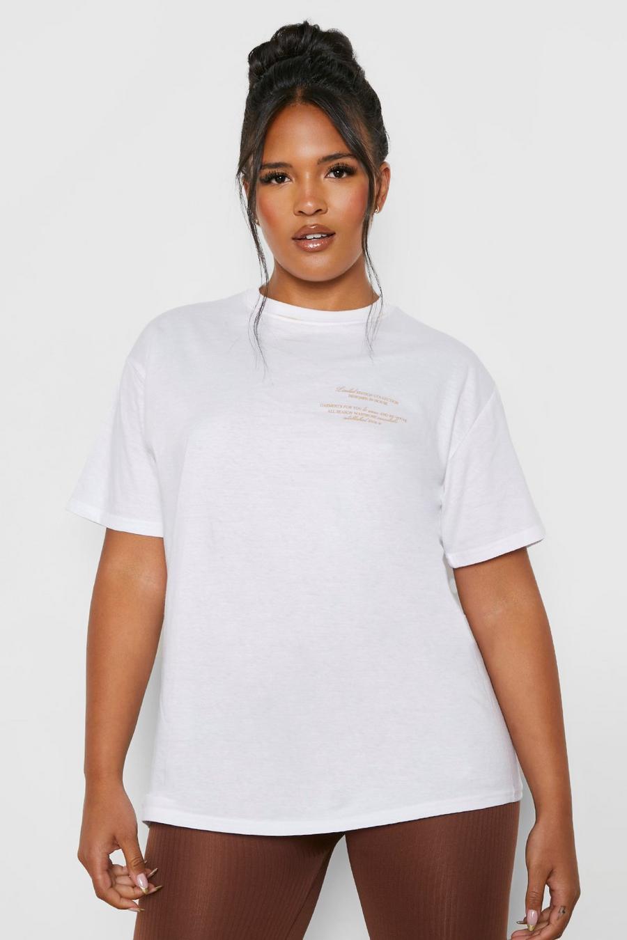 White Plus Limited Printed Oversized T-shirt image number 1