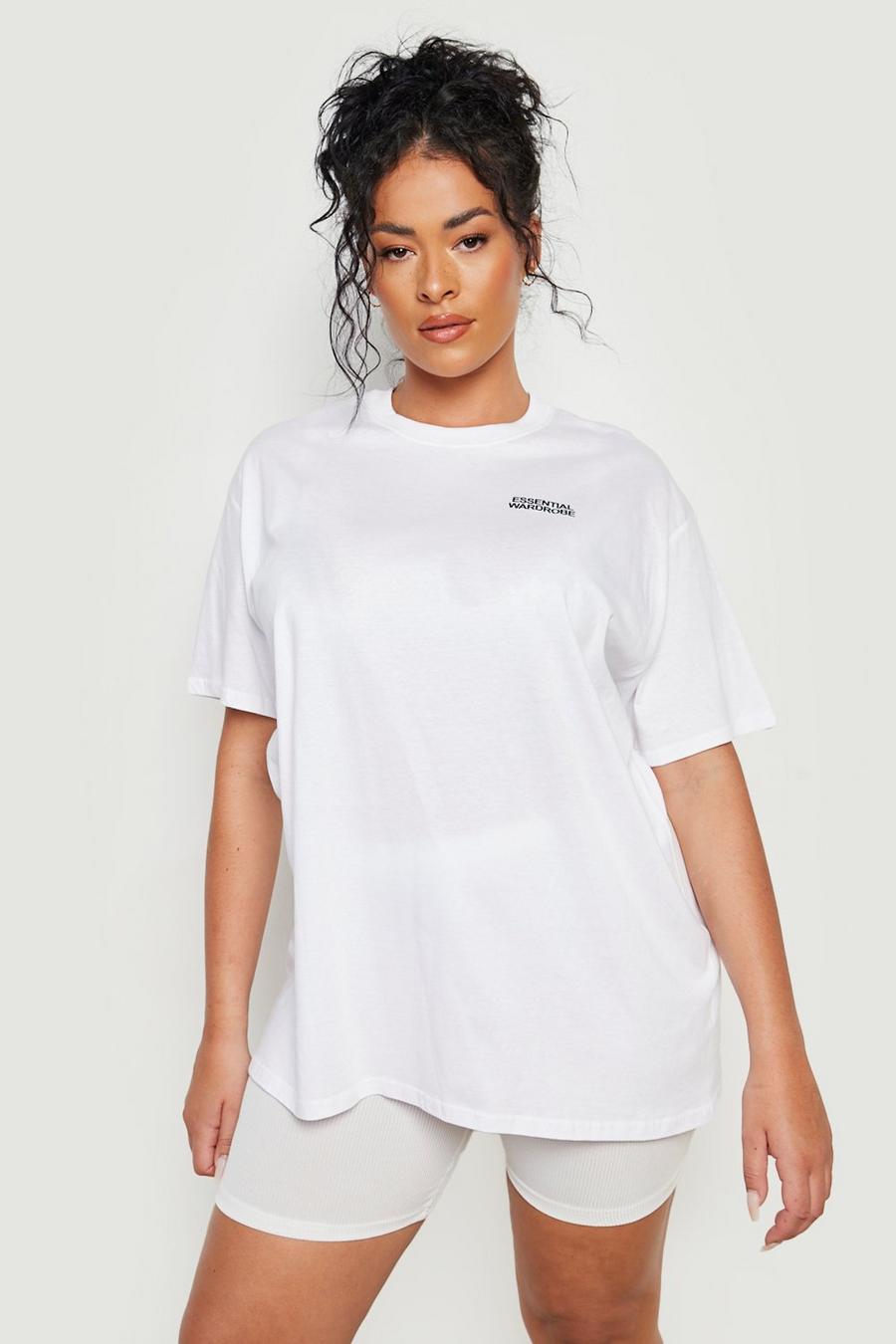 White Plus Essential Printed Oversized T-Shirt image number 1
