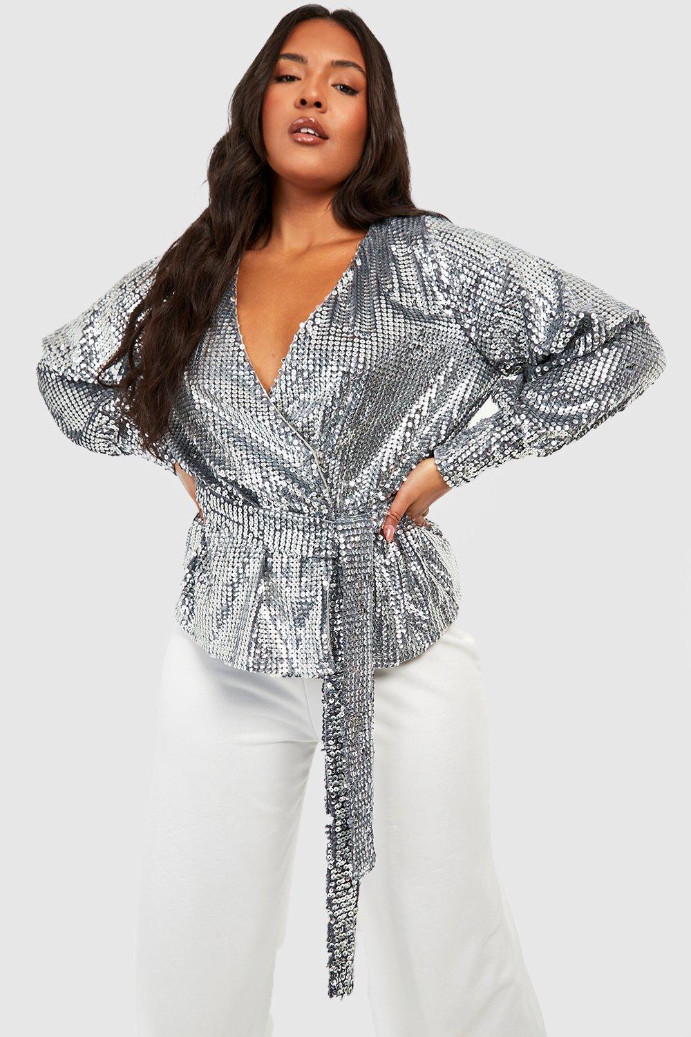 Sequin store wrap blouse