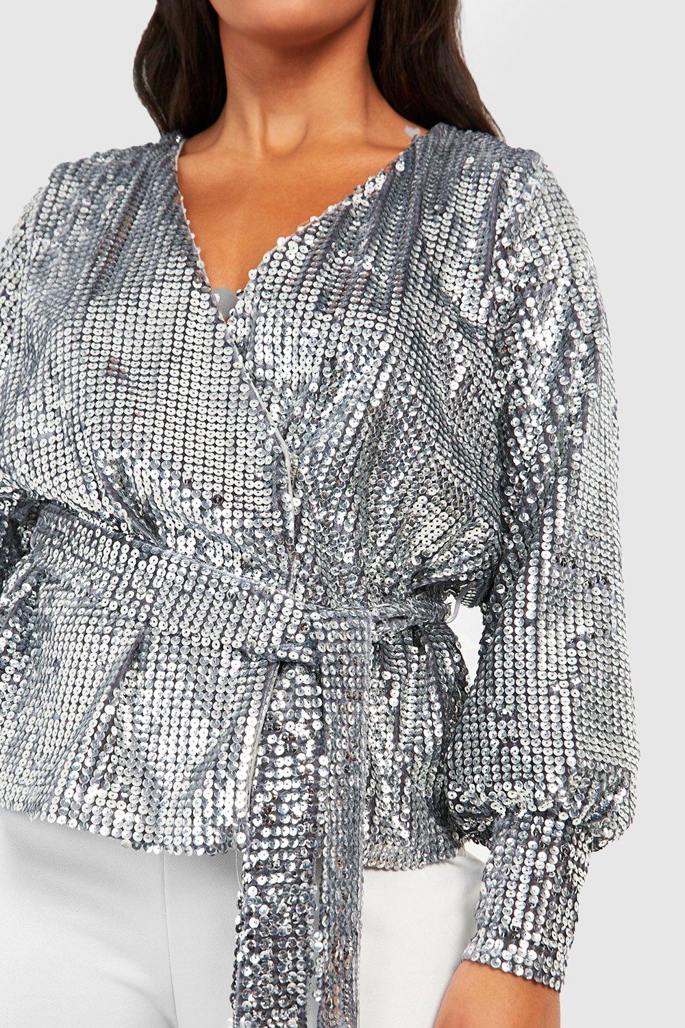 Lipsy sequin best sale wrap blouse