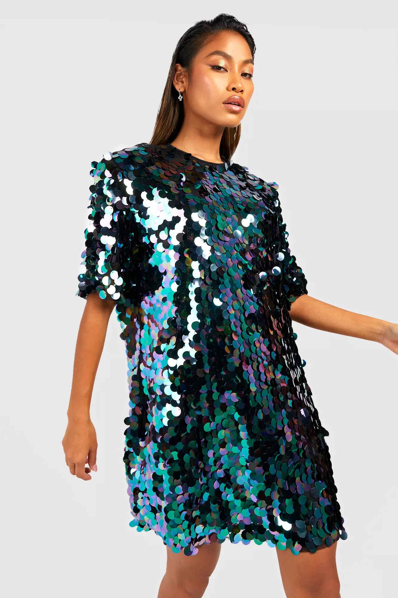 Sequin t shirt store dress missguided