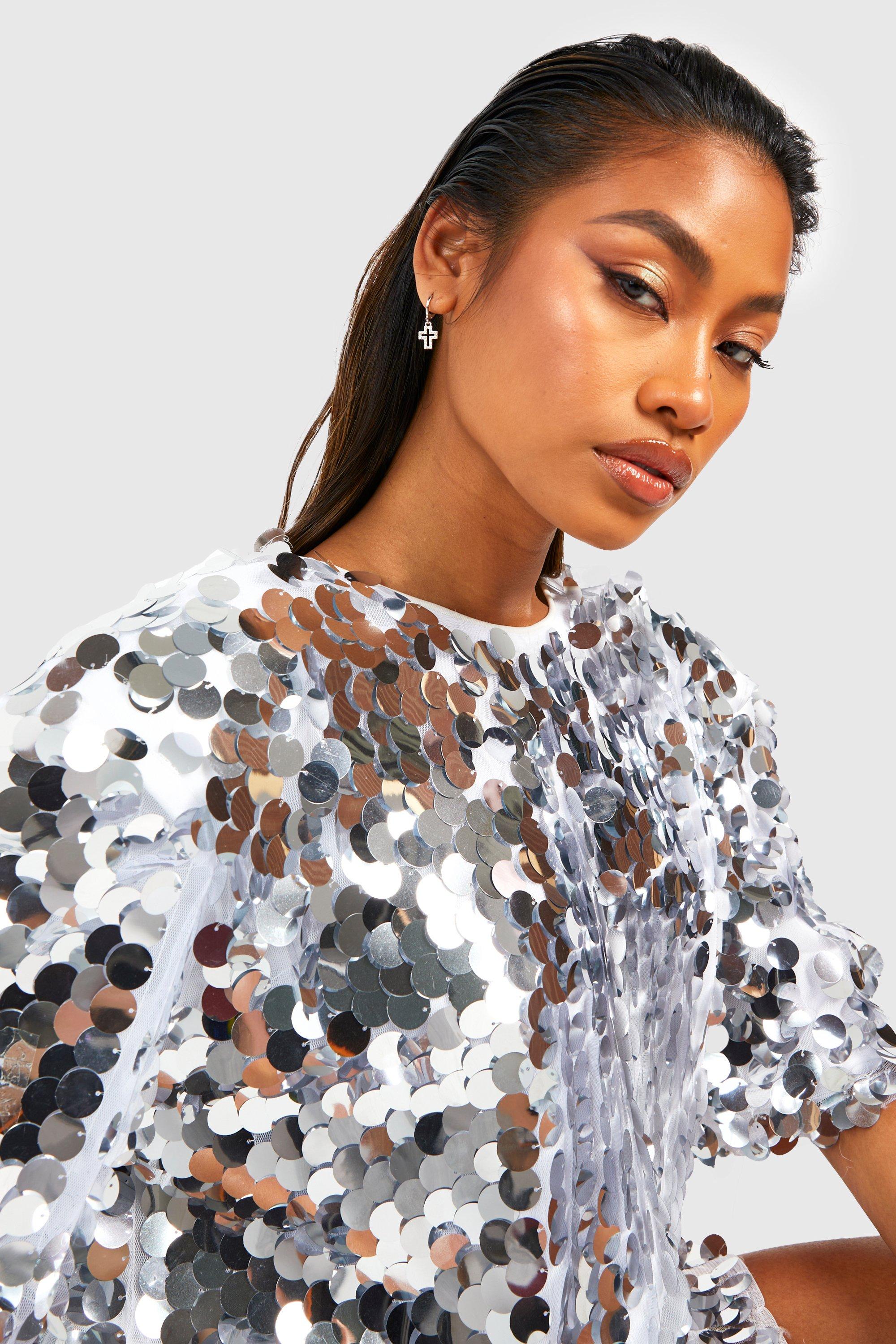 Sequin Disc Shift Party Dress boohoo