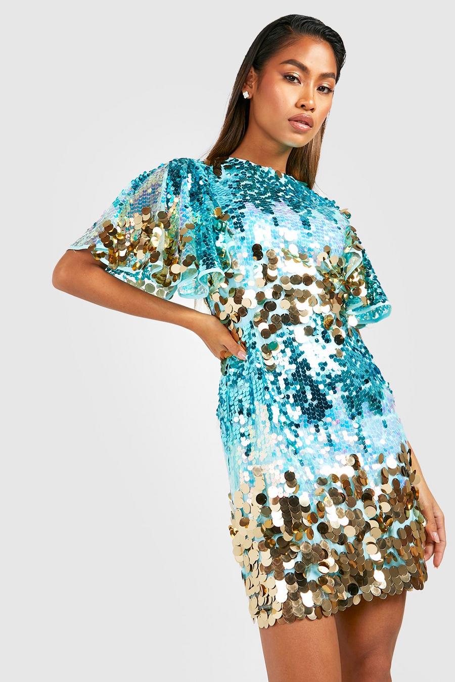 Blue Sequin Ombre Shift Party Dress image number 1
