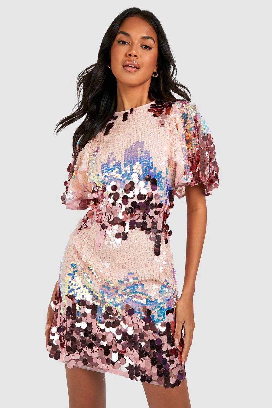 Blush Sequin Ombre Shift Party Dress image number 1