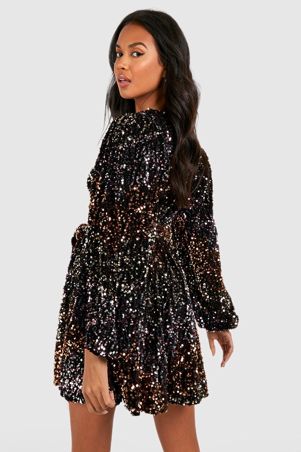 Long sleeve multi on sale color sequin dress