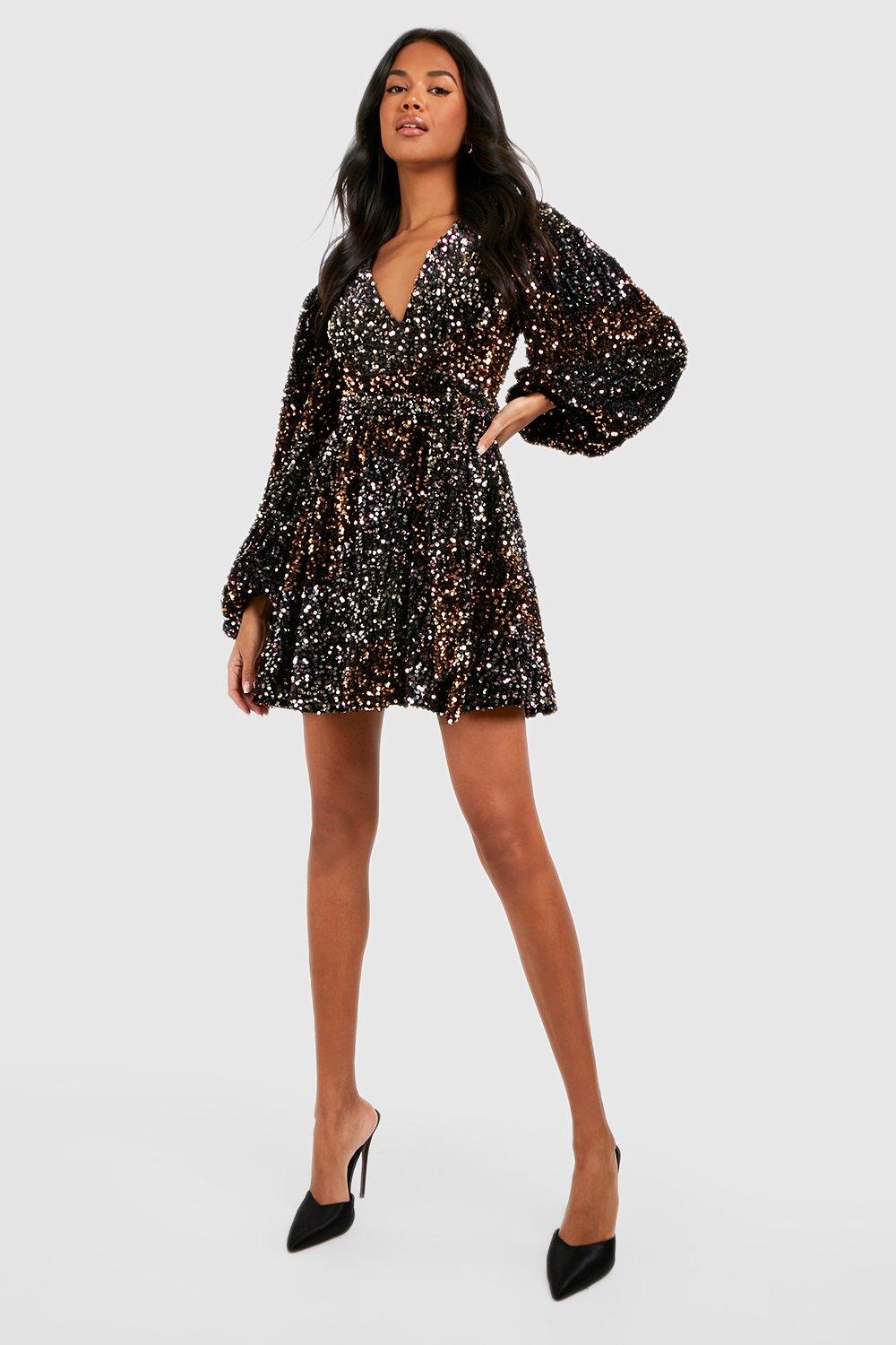 Boohoo rainbow sequin outlet dress