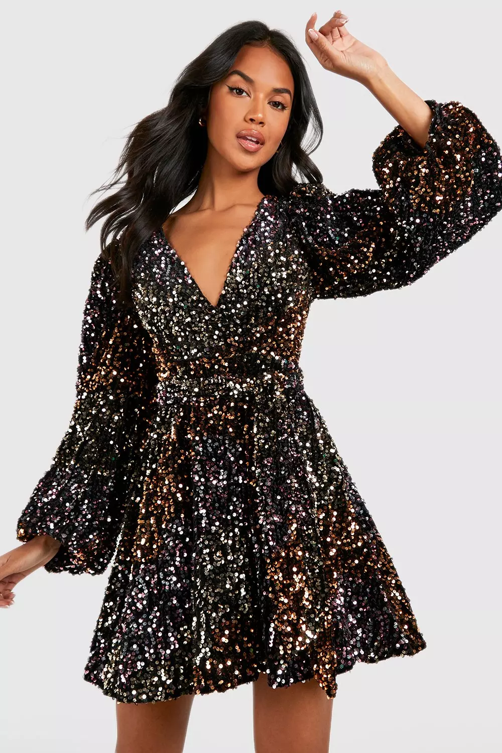 Long sleeve sale skater party dress