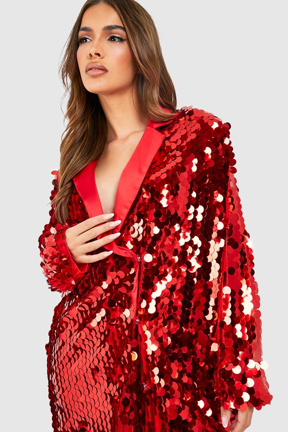 Boohoo red sequin on sale dress