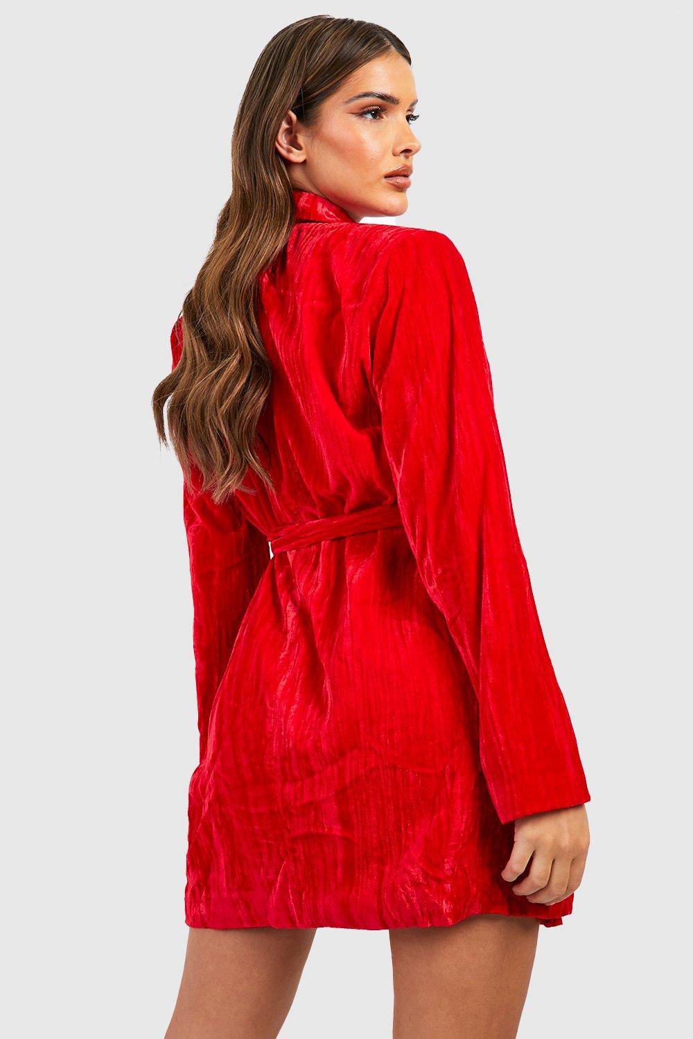 Boohoo red velvet outlet dress