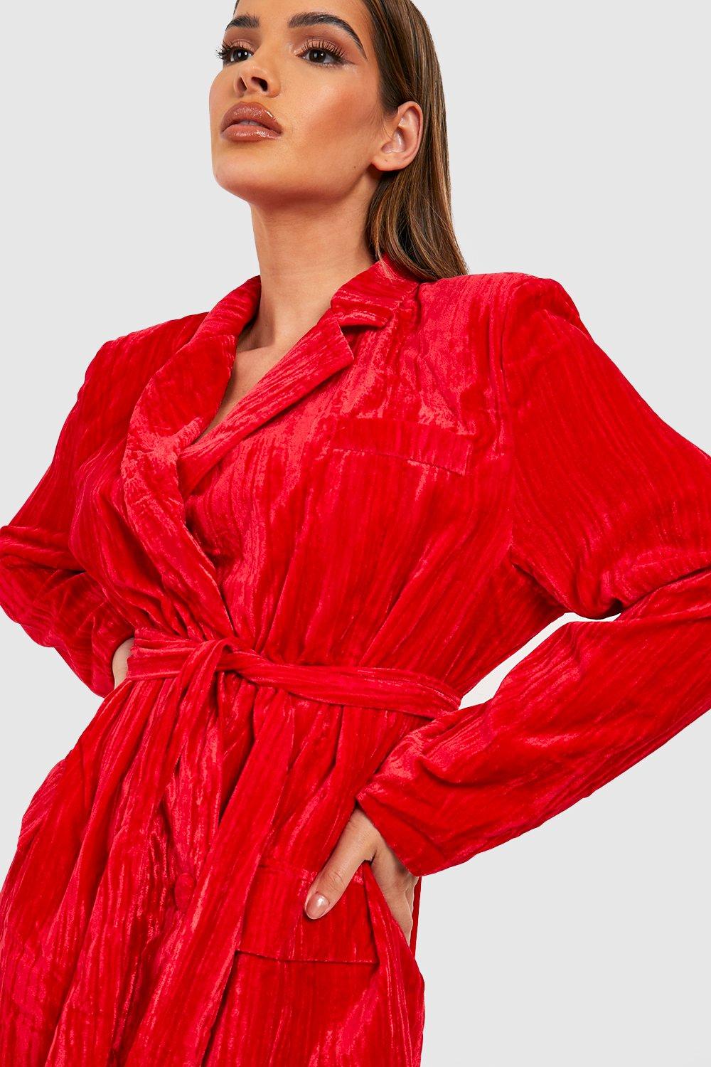 Boohoo red velvet outlet dress