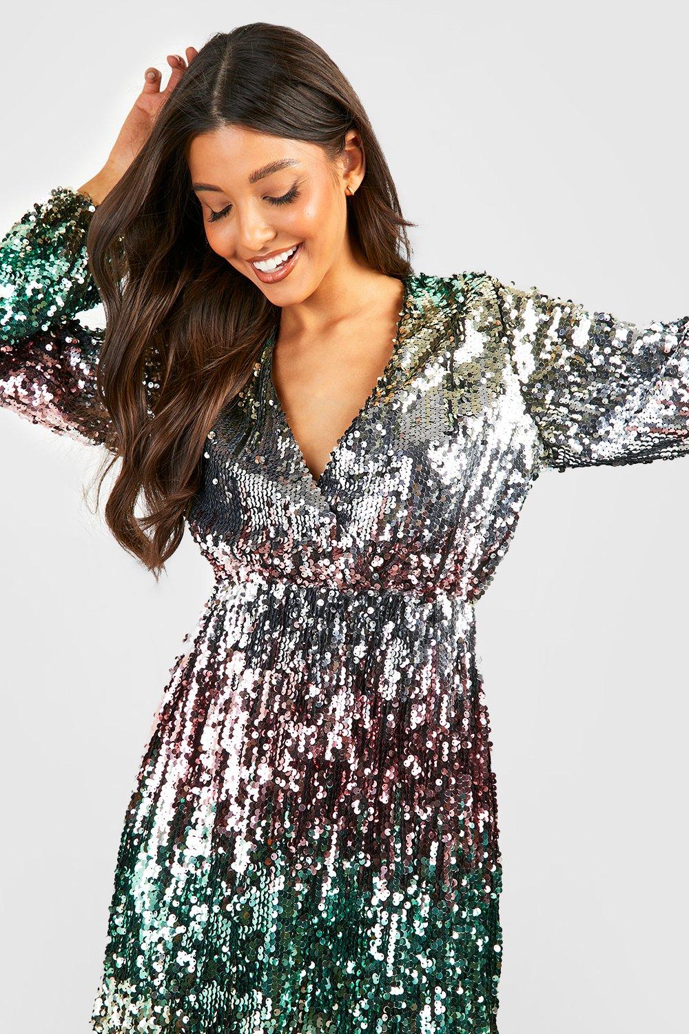 Long sleeve outlet ombre sequin dress