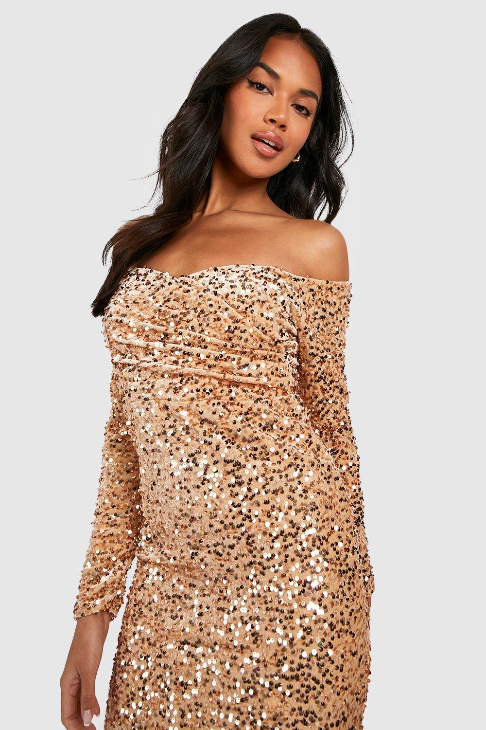 Rose gold outlet dress off shoulder