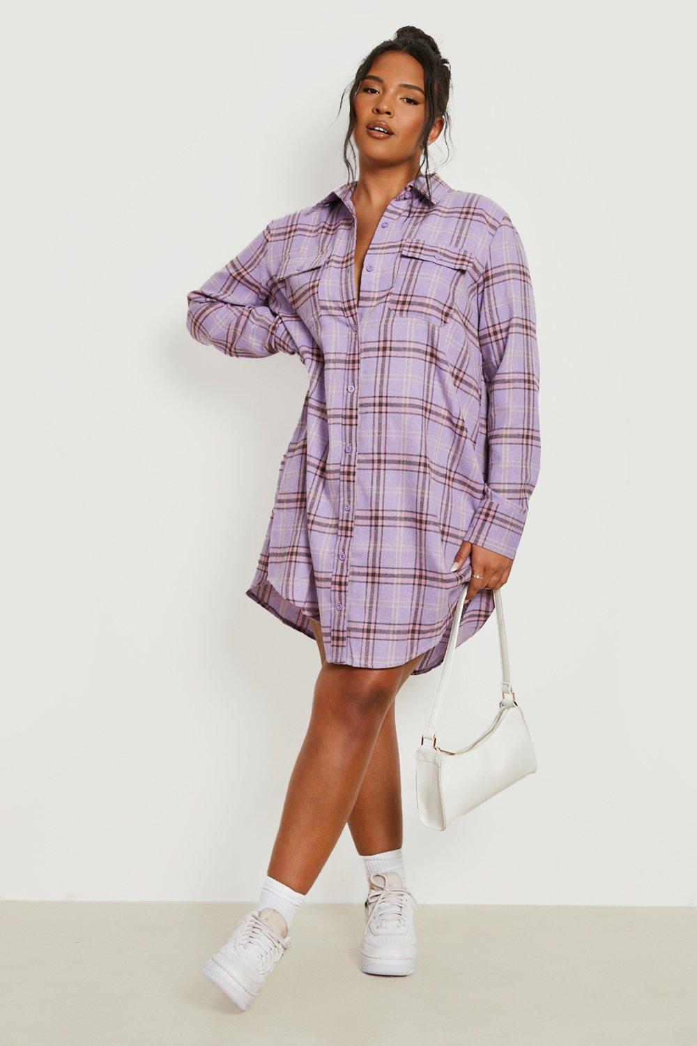 Plus Brushed Flannel Shirt Dress