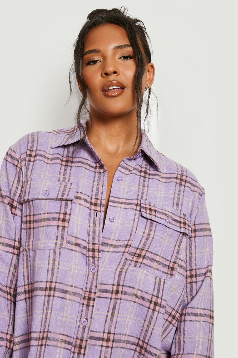 Plus Brushed Flannel Shirt Dress