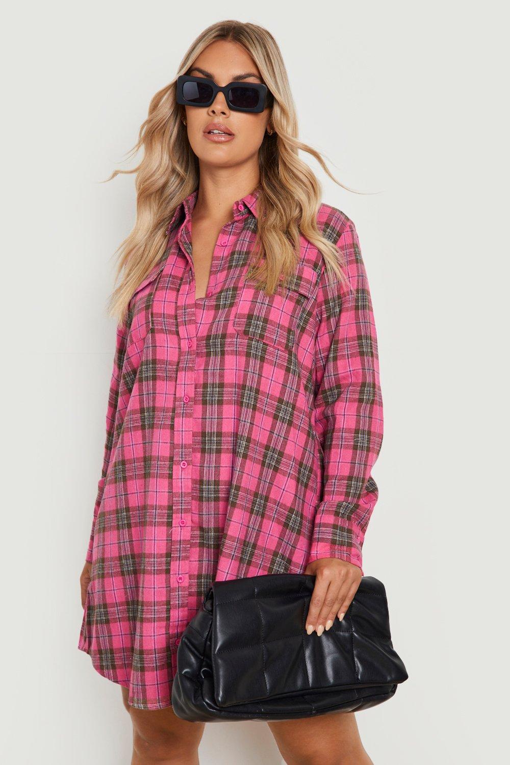 Plus Brushed Flannel Shirt Dress