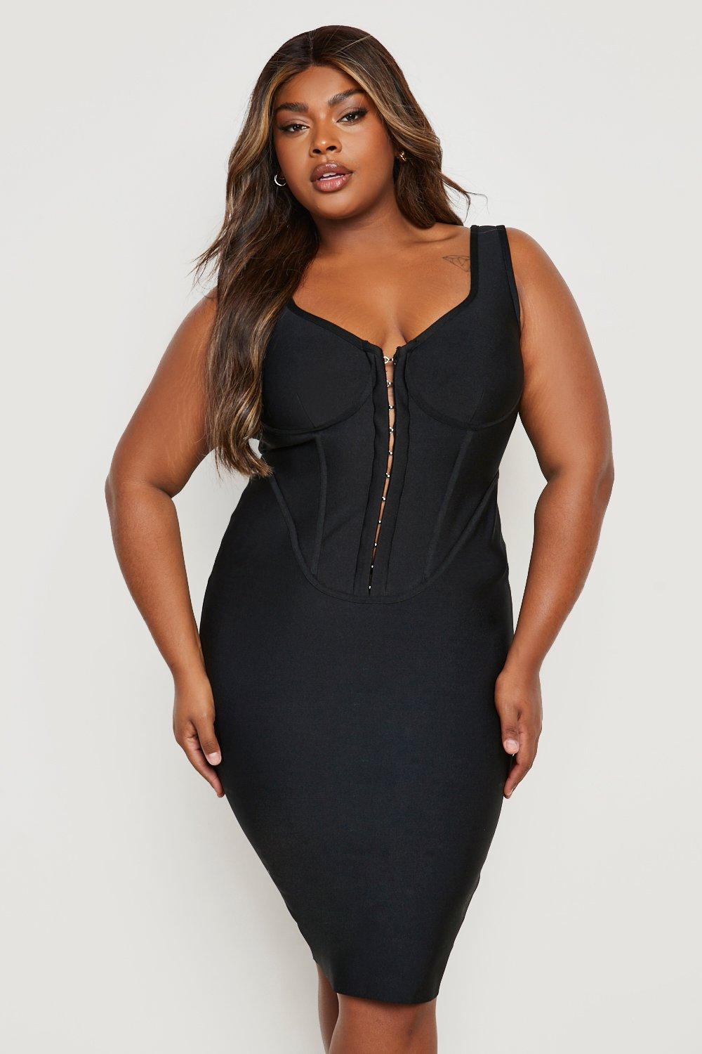 boohoo Bandage Hook and Eye Corset Top - Black - Size 4