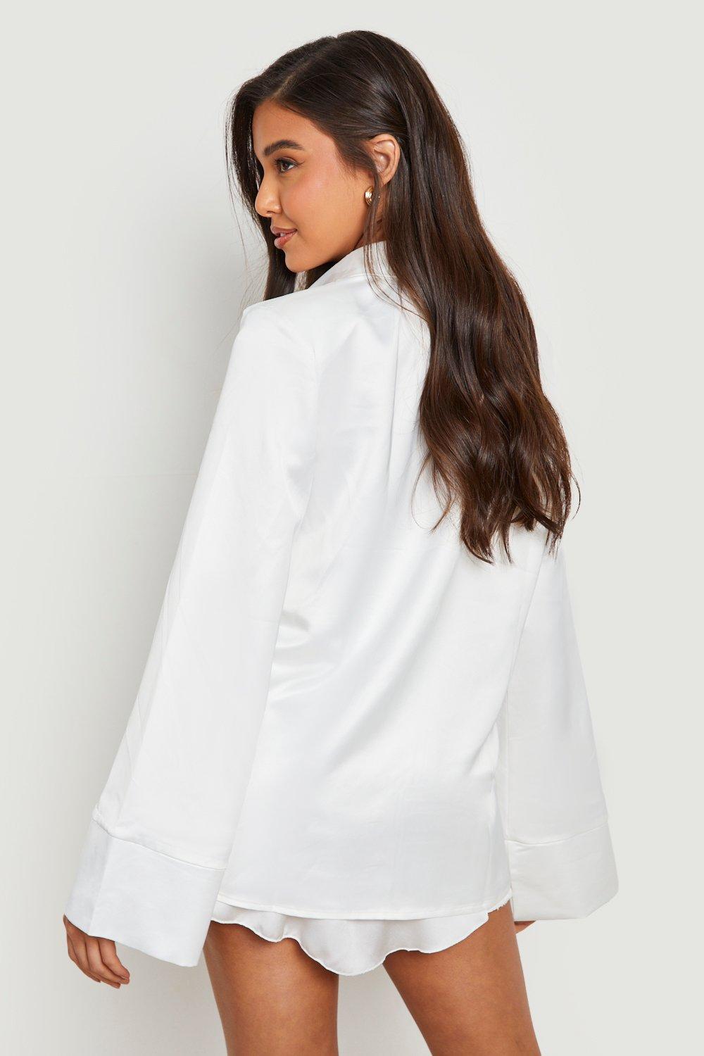 Camisa blanca con online hombreras mujer