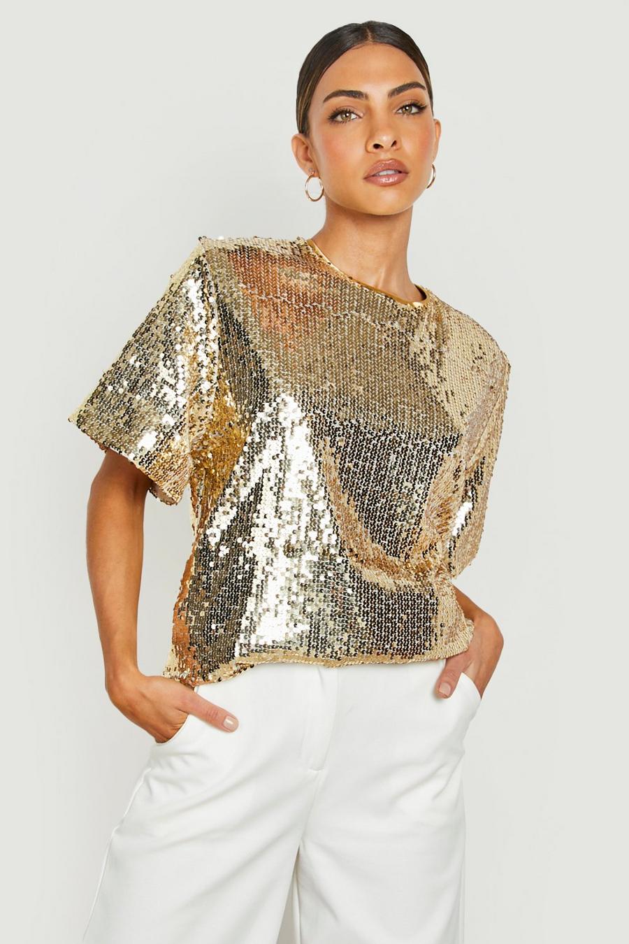 Gold Sequin Oversized T-shirt image number 1