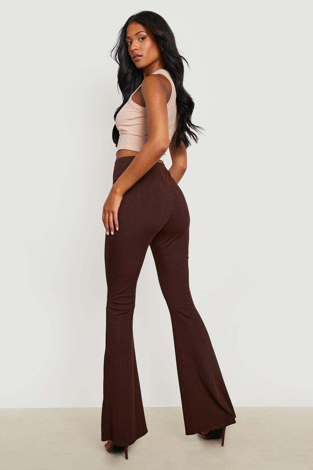 Tall Bandage Rib High Waist Flared Trouser