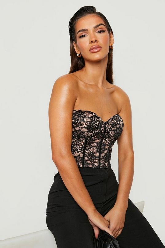 Black and grey lace bustier