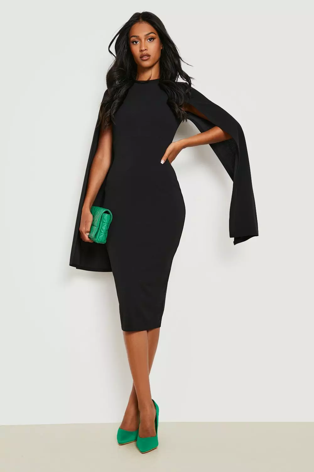 Tall Cape Sleeve Midi Bodycon Dress