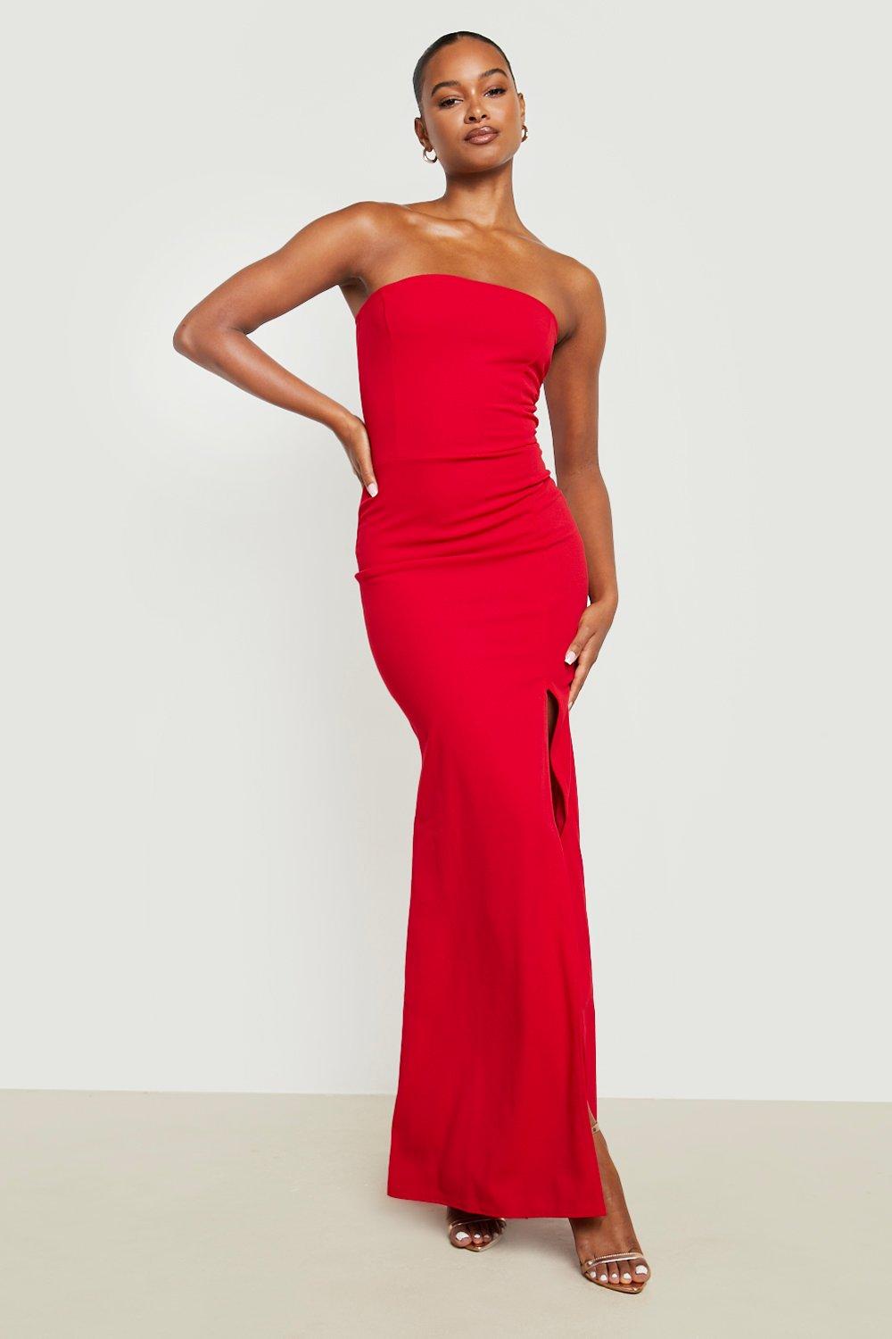 Tall Side Split Bandeau Maxi Dress boohoo DK