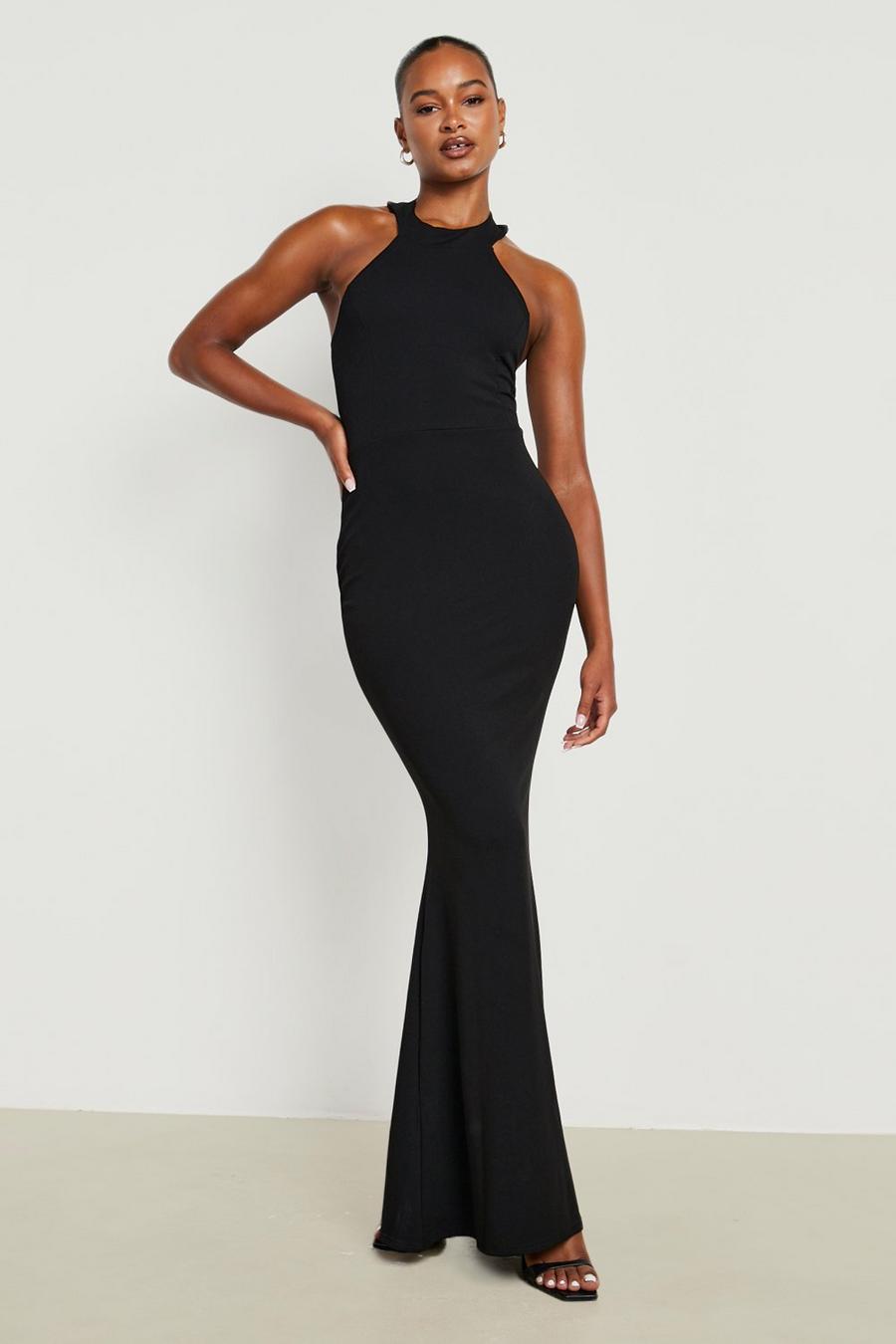 Black Tall Halter Neck Side Split Maxi Dress image number 1