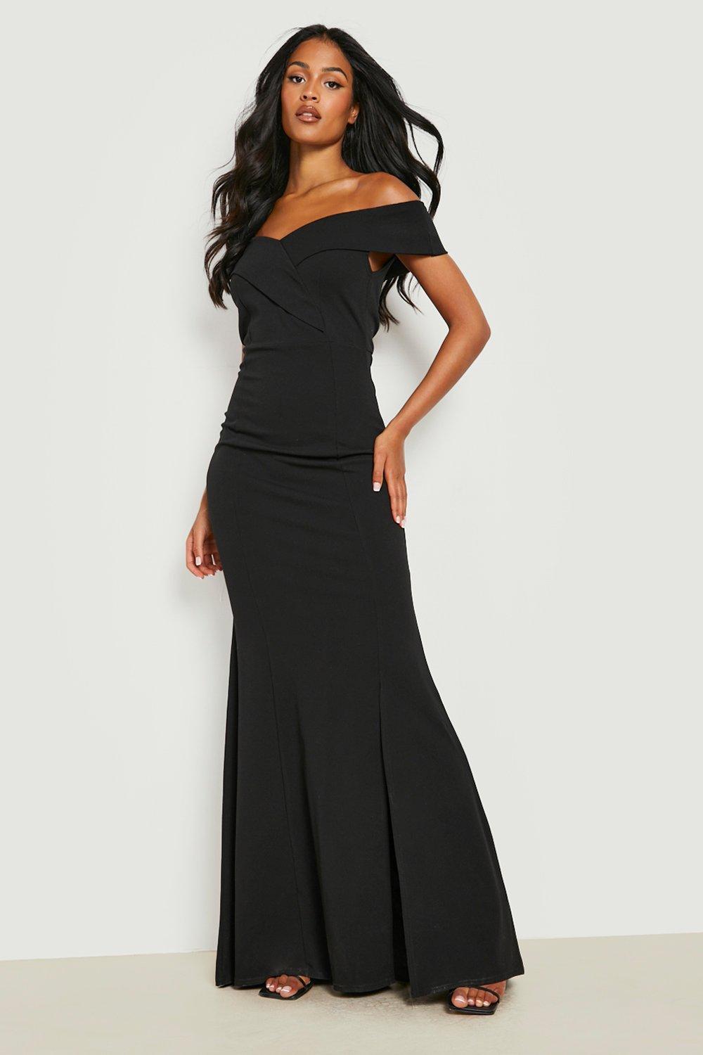 Black side split maxi hot sale dress