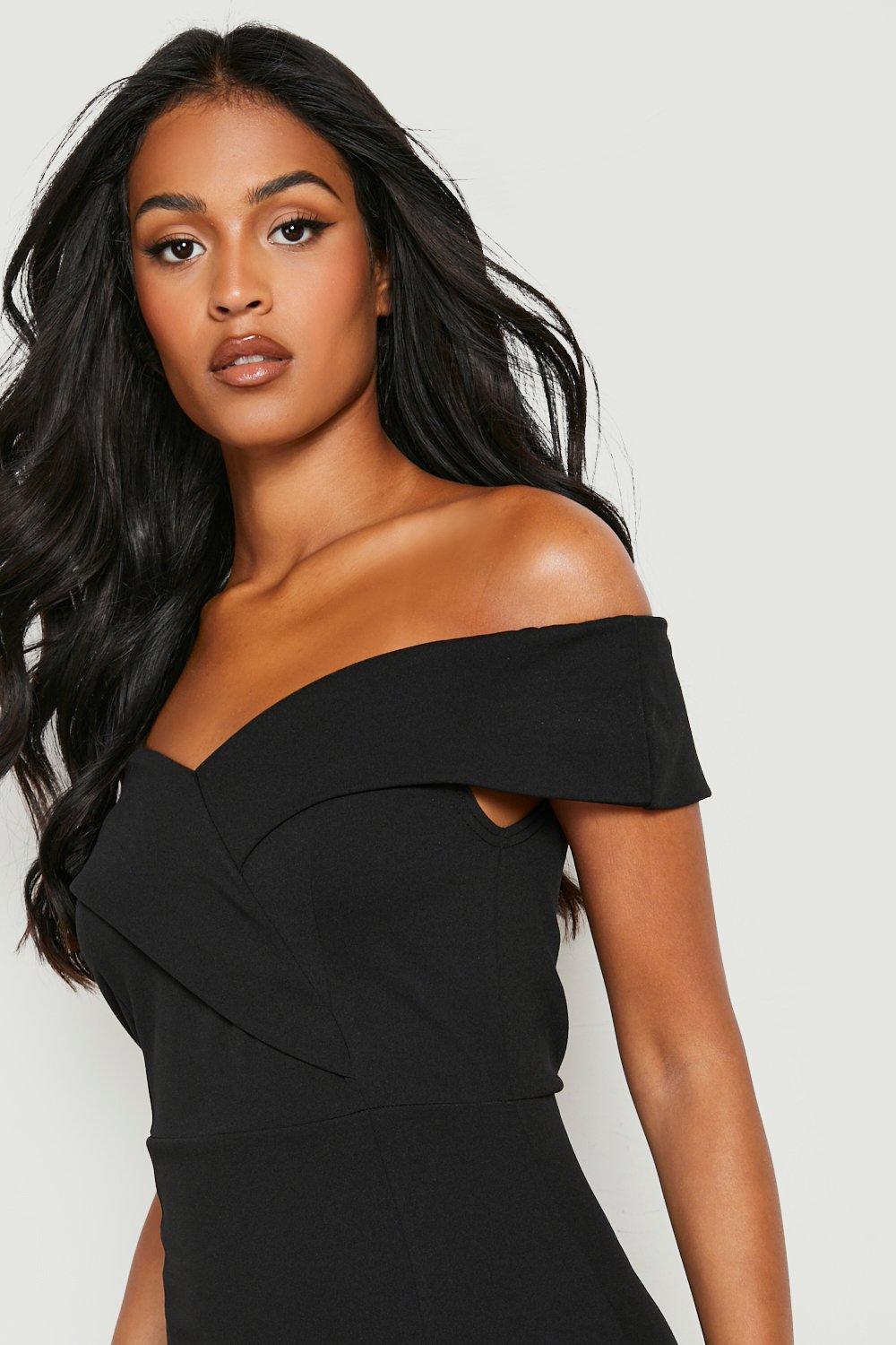 Black off the shoulder dress store with slit