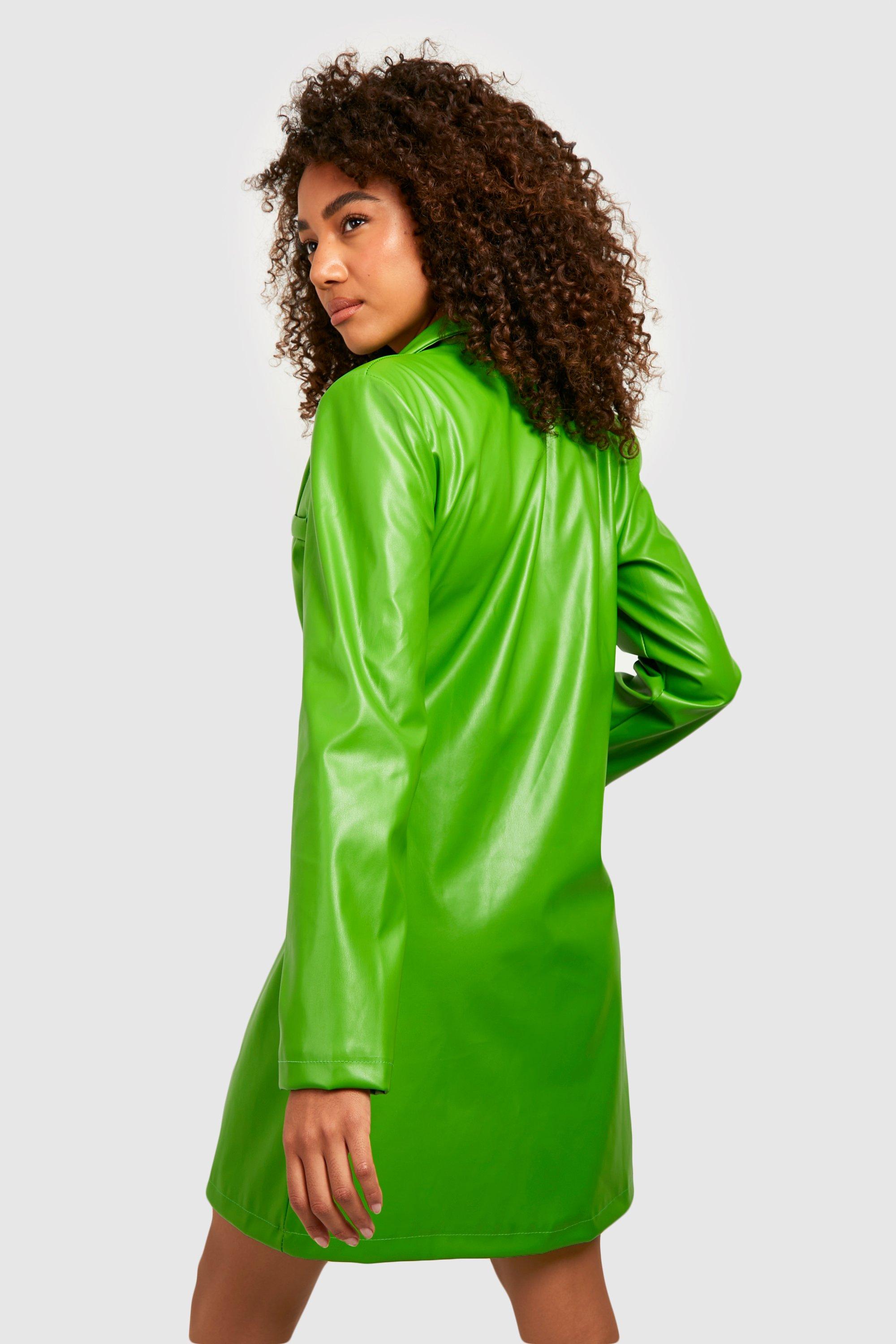 Lime green 2024 leather dress