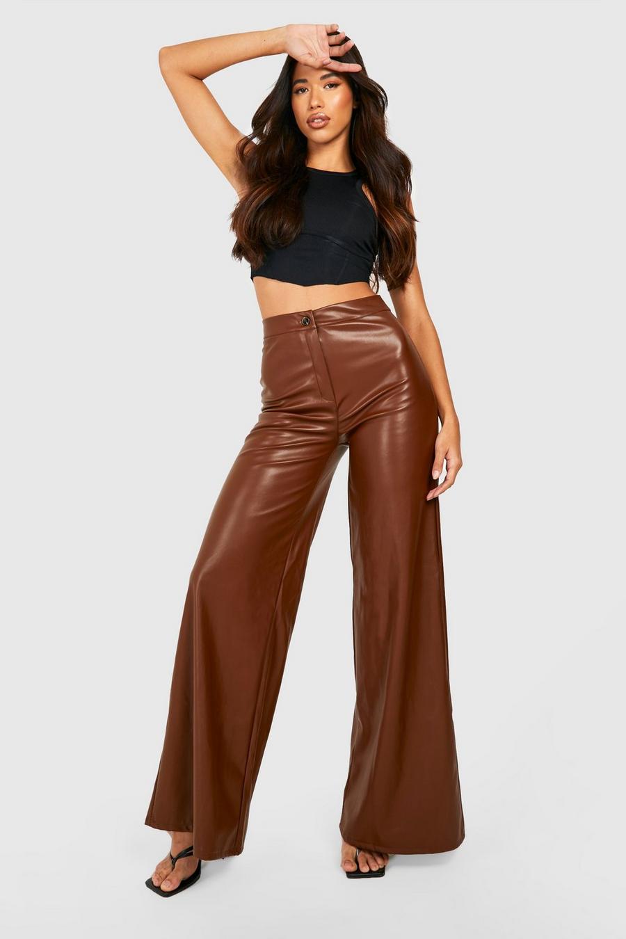 Chocolate Tall Pu Wide Leg Trouser image number 1