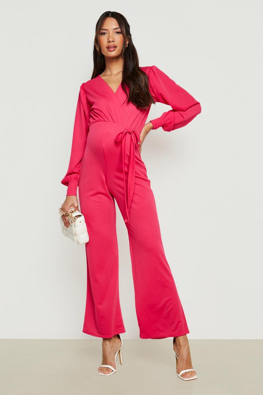 Hot pink Mammakläder - Jumpsuit med omlott och vida ben image number 1