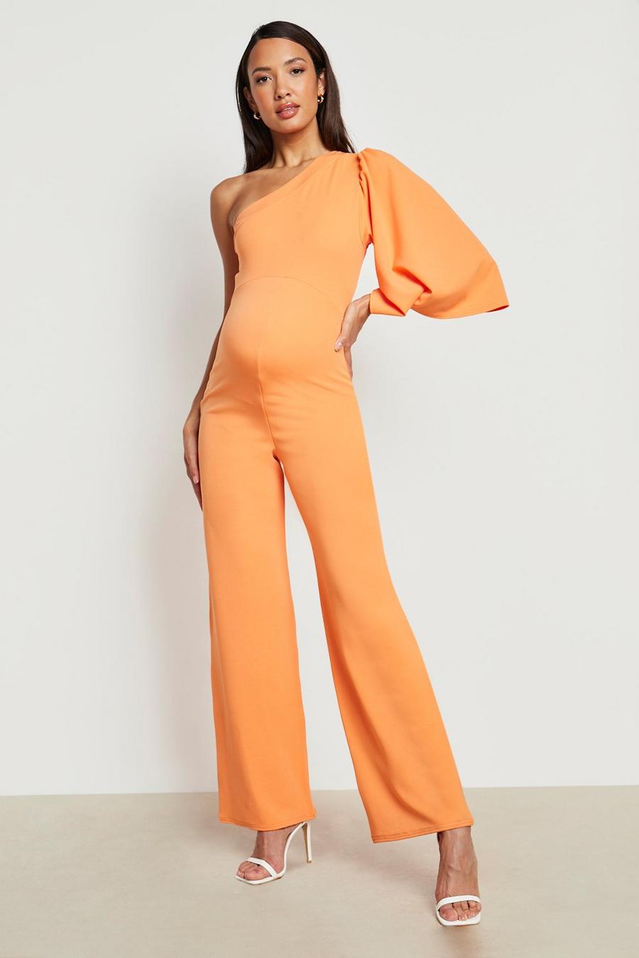 Orange Mammakläder - One shoulder-jumpsuit med vida ben