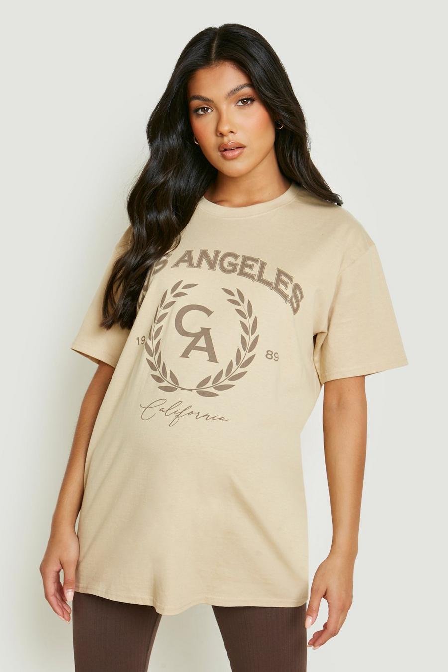 Maternité - T-shirt de grossesse à slogan L.A., Stone beige