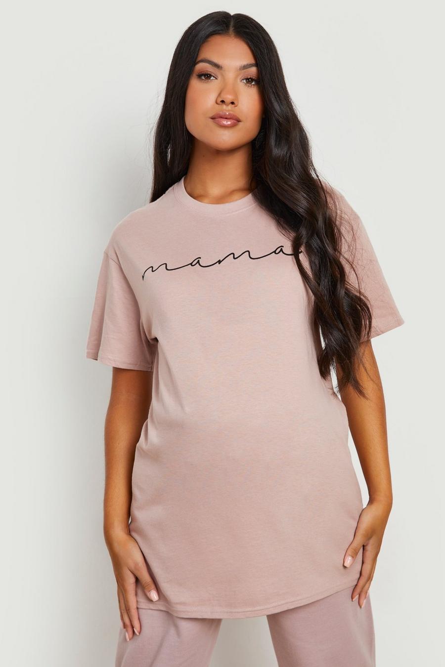 Maternité - T-shirt de grossesse à slogan Mama, Mink beige