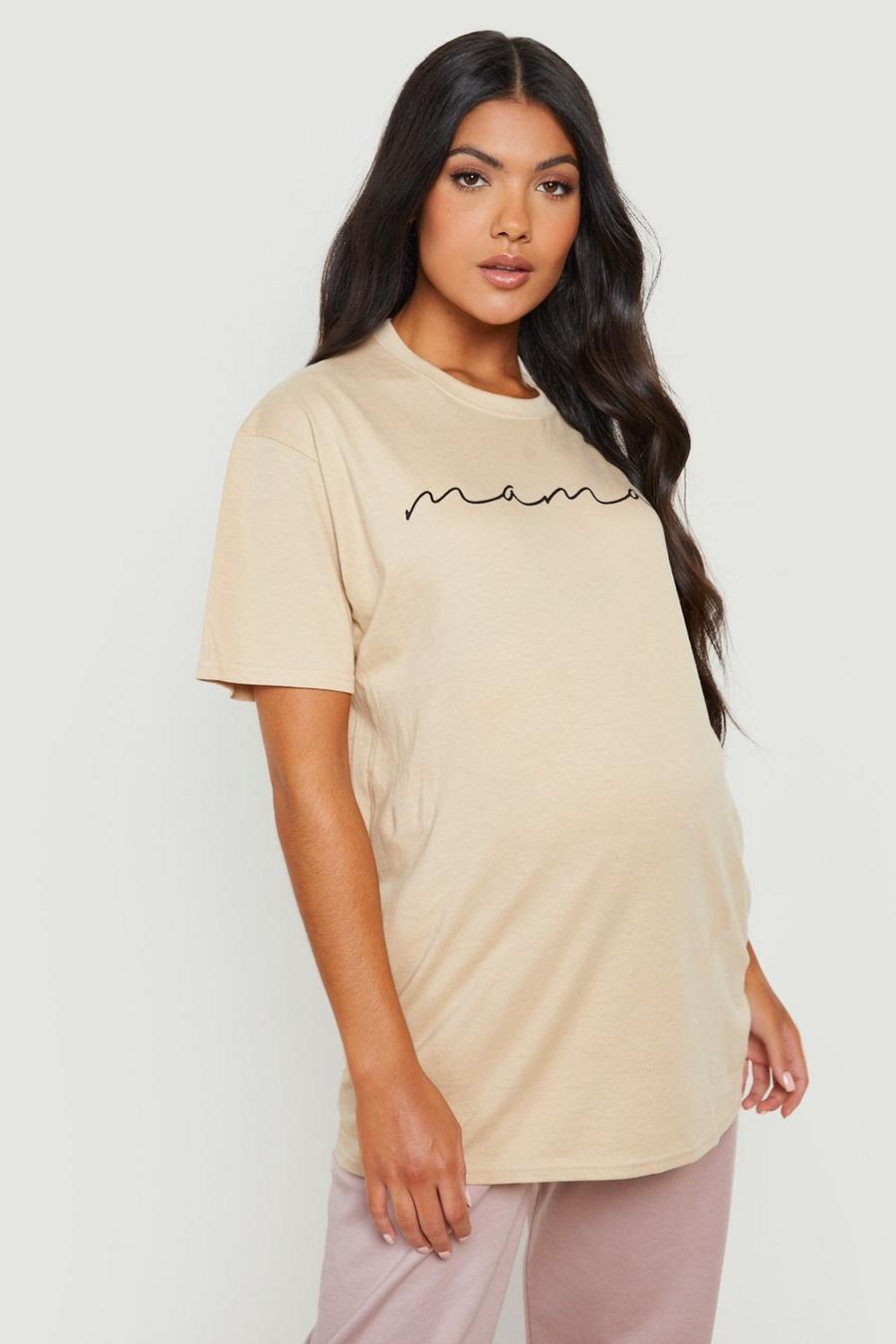 Stone beige Maternity Mama Slogan T-shirt