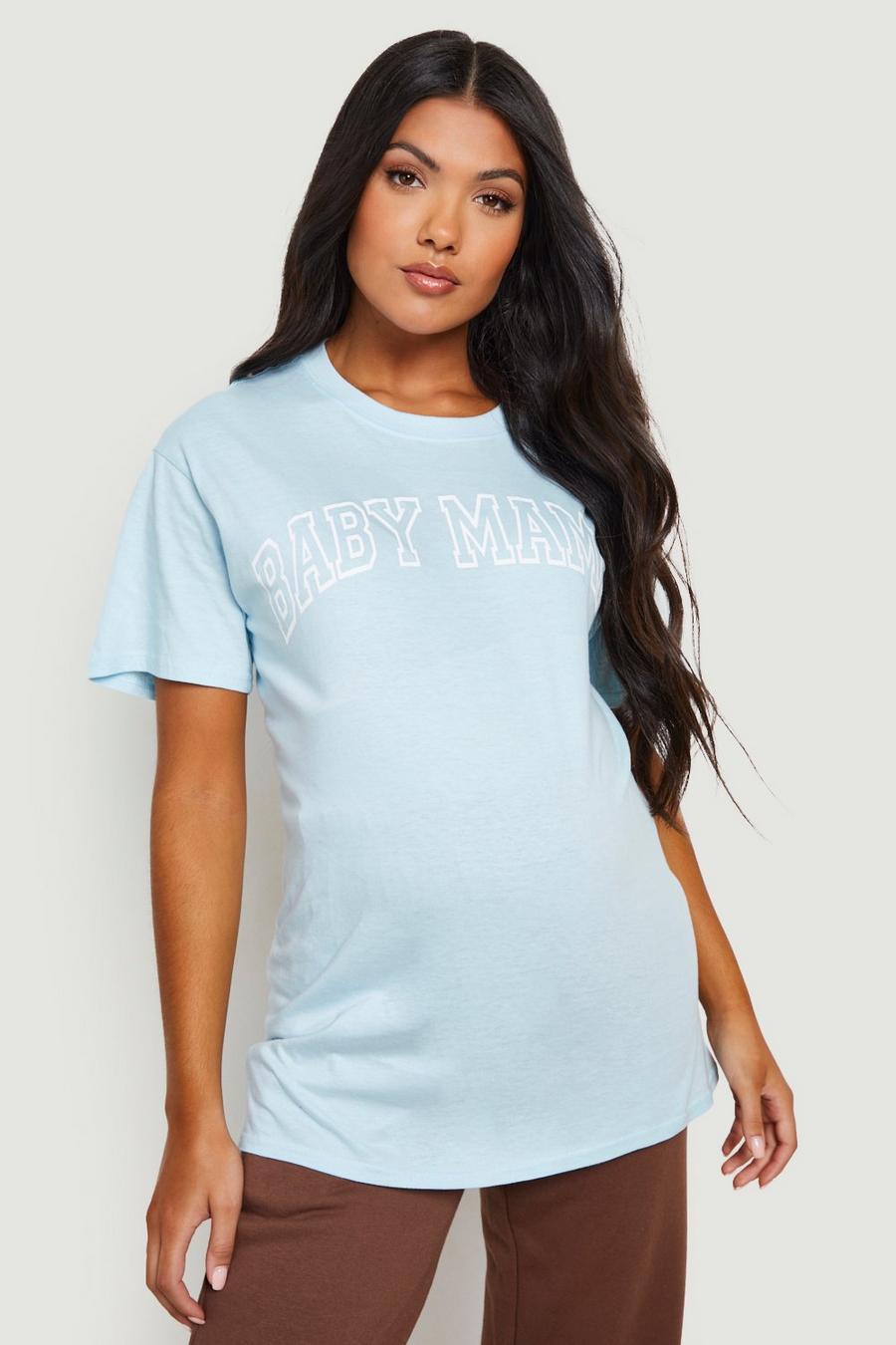 Baby blue Maternity Baby Mama Slogan T-shirt