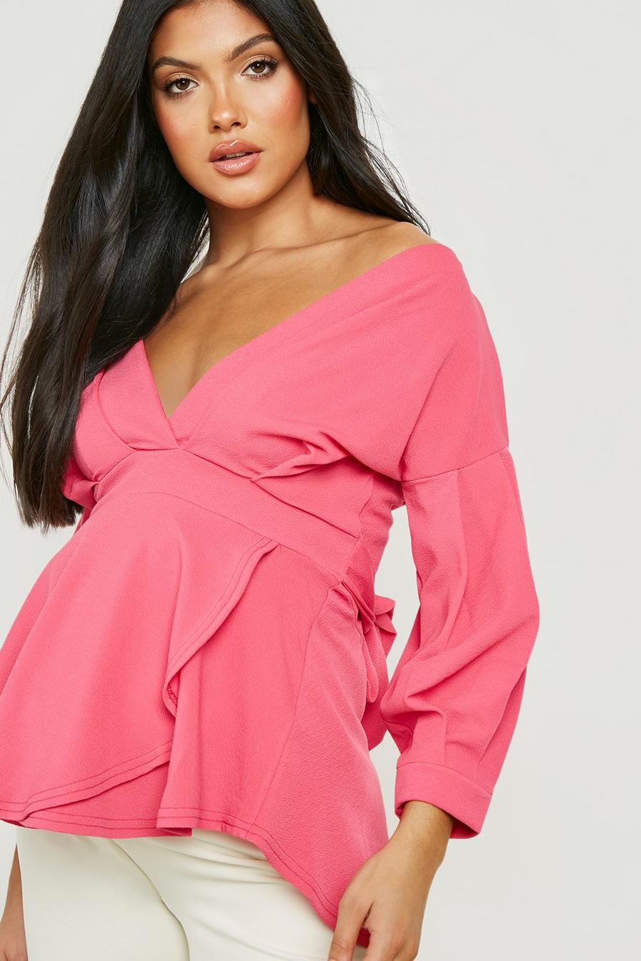 Hot pink Mammakläder Off shoulder-topp med omlott image number 1