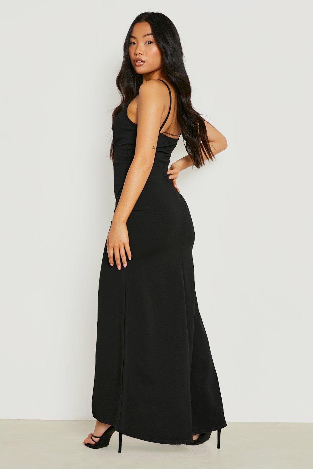 Black split leg clearance dress