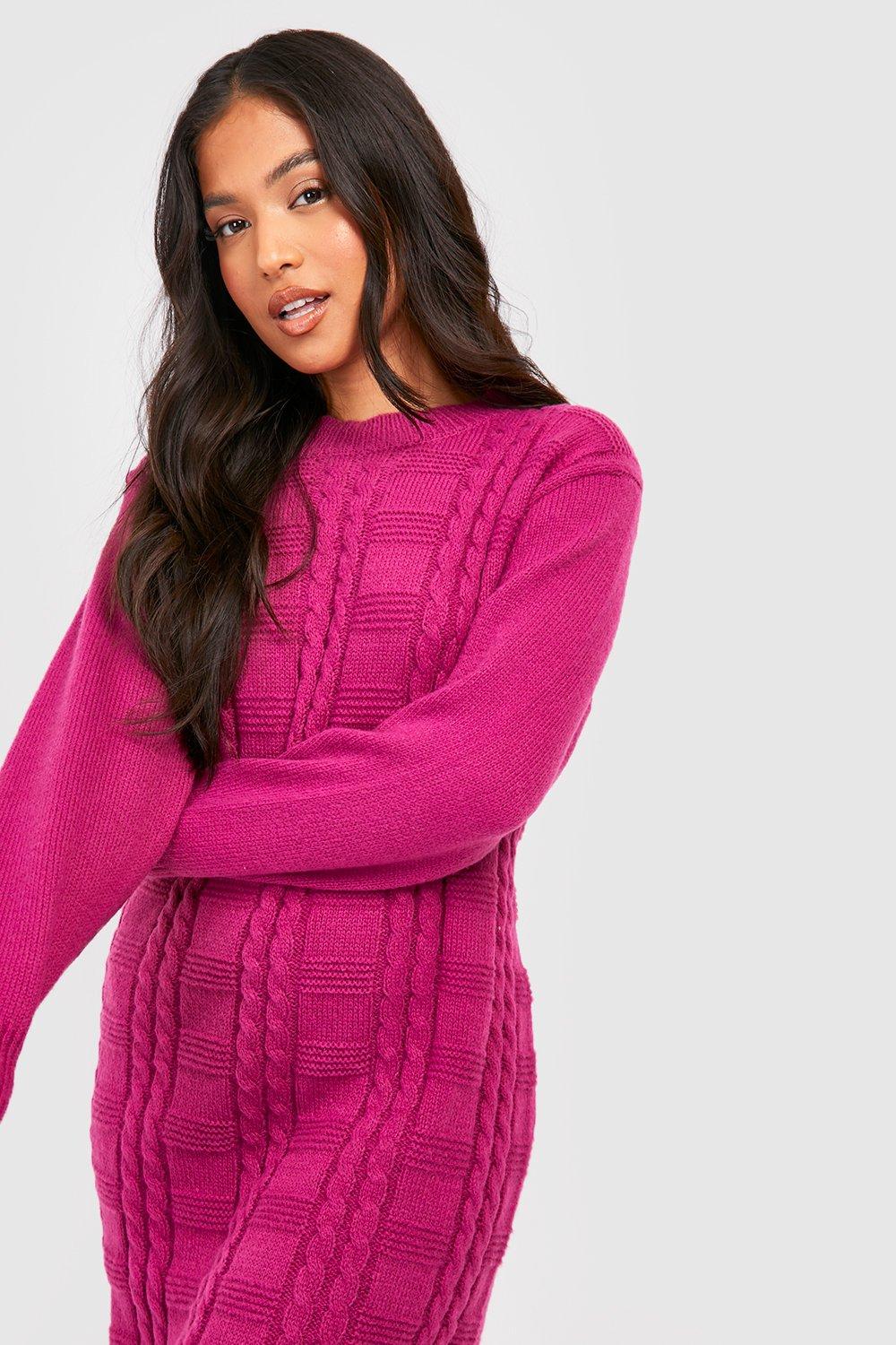 Pink cable knit sweater dress best sale