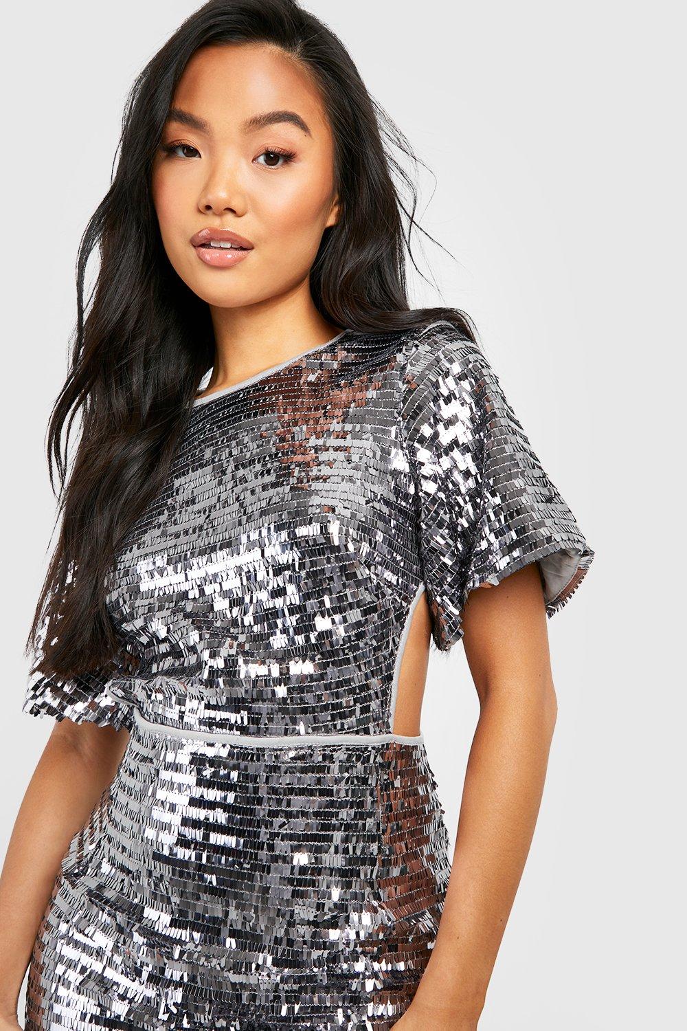 Sequin t shop shirt dress missguided