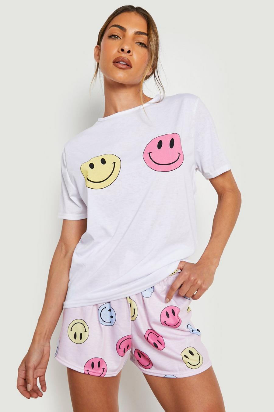 Set pigiama corto con Smiley, Pink image number 1